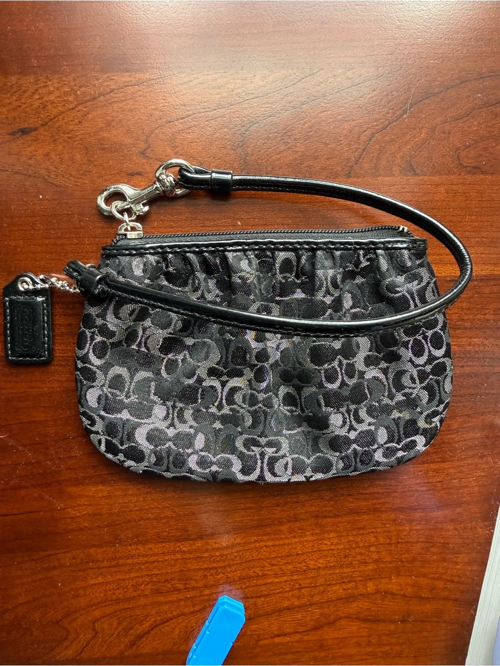 Coach Black and Gray Signature Wristlet